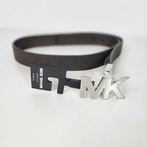 Michael Kors Signature Belt, Reversible Logo Brown/Plain Brown Size 34 or M - Picture 7 of 16